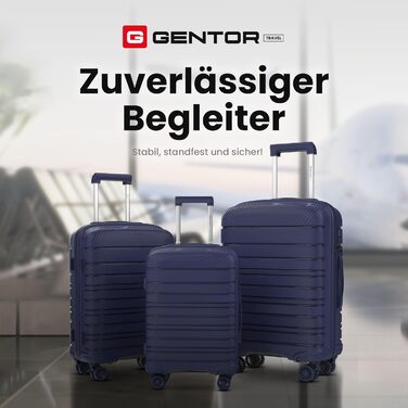 Чемодан GENTOR великий з колесами 64x44x24 см – легкий жорсткий чемодан Trolley з TSA-замком – валіза з жорстким корпусом для подорожей та відпочинку (XL, темно-синій)