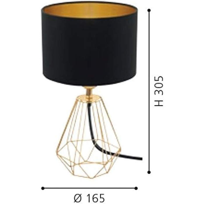 Настільна лампа EGLO Carlton 2: вінтажна декоративна лампа з металу та тканини (мідь/чорний)