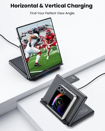 Індукційна зарядка GEEKERA 3-в-1 для Samsung, Fitbit, Galaxy Buds - чорний