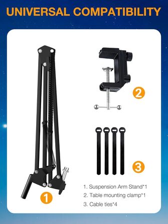 SUNMON Тримач для мікрофону HyperX QuadCast та інші - універсальний кріплення для мікрофону з регулюванням, 3/8' - 5/8' адаптер, чорний