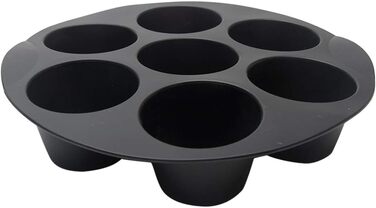 Silicone Muffin and Cake Mold, 7 Cups, Non-Stick Coated, for 3.5-5.8L Air Fryer Accessories, Chocolate, Universal Cake Pan