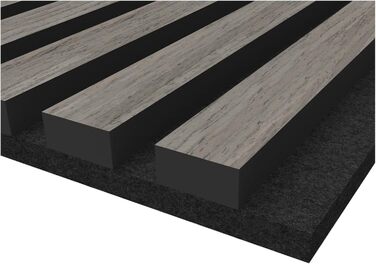 Акустичні стінові панелі HORI з ефектом дерева для шумоізоляції та декору стін, 3D Silver Oak (270x60,5x2,1 см)