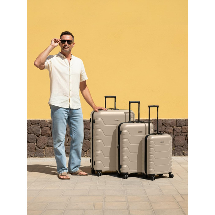 Набір валіз SMARTBOX Hartschalen 3 шт. | Розширюваний, з TSA-замком, з поліпропілену | Beige (Edition 01)