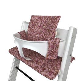Дитяча подушка LUCCA для стільця Stokke Tripp Trapp, ламінована, легка чистка, джунглі бірюза, жовто-рожеві квіти