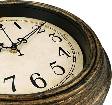 Plumeet Extra Large Wall Clock Classic 40.6cm, Quiet Retro Wall Clock without Ticking Sounds for Living Room - Bedroom - Battery Powered (Arabic Numerals)