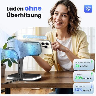 Magsafe Зарядний пристрій 5-в-1 COLSUR для iPhone 17/16/15/14/13/12 Pro Max, Apple Watch 10/9/8/7/6/5/4/SE/2/Ultra, AirPods 4/3/2/Pro - Чорний