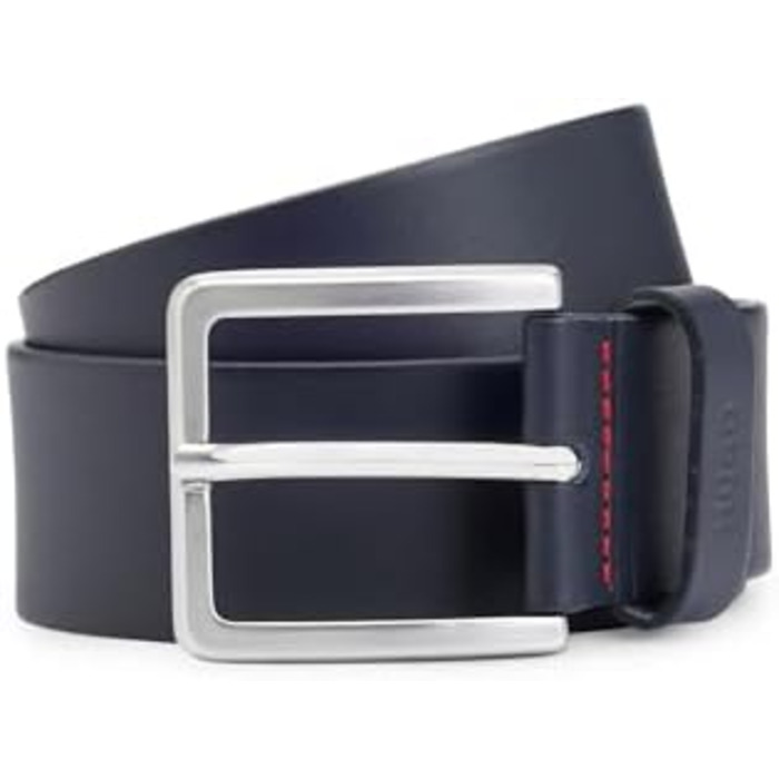 Чоловічий шкіряний ремінь HUGO Gionios з текстурою та металевими деталями (115, Navy410)