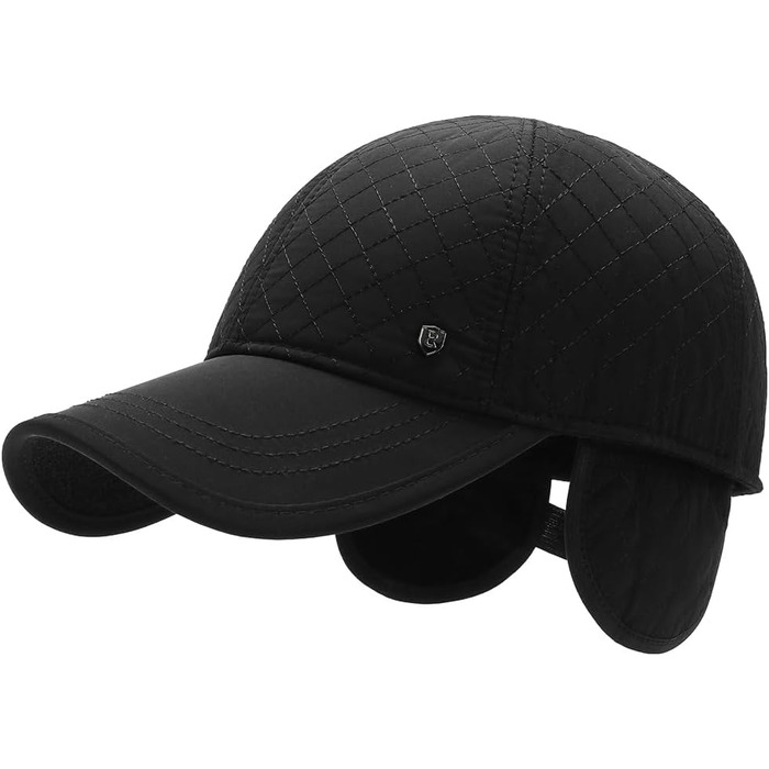 Кепка YAMEE чоловіча зимова зі складаними навушниками, унісекс, бейсболка, тепла кепка з м'якою підкладкою, чорний колір