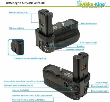 Ручка-аккумулятор сумісна з Sony Alpha a9, a7 III, a7R III, a7RM3, 7M3, замінює VG-C3EM