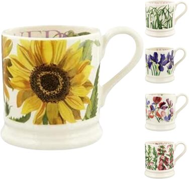 Керамічна чашка Emma Bridgewater 1/2 пінти з соняшниками для кави, латте, капучино та чаю – подарунок до дня народження, преміум стоневе керамічне горнятко