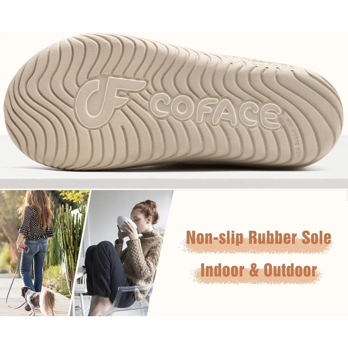 COFACE жіночі домашні тапочки з пом'якшувачем, закриті, зимові, теплі, пухнасті, з фетру, з підкладкою з хутра, нековзні, для дому, фетрові тапочки, розмір 39 EU, бежеві
