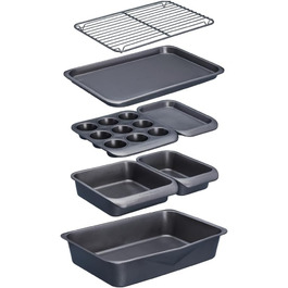 Набір форм для випічки MasterClass Smart Space Stacking Antihaft, 7 шт., сірий. Набір для випічки та запікання
