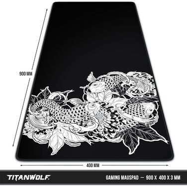 Кисмат XXL Speed Gaming Mousepad Titanwolf Schwarz 900 x 400mm - Великий килимок для миші для геймінгу