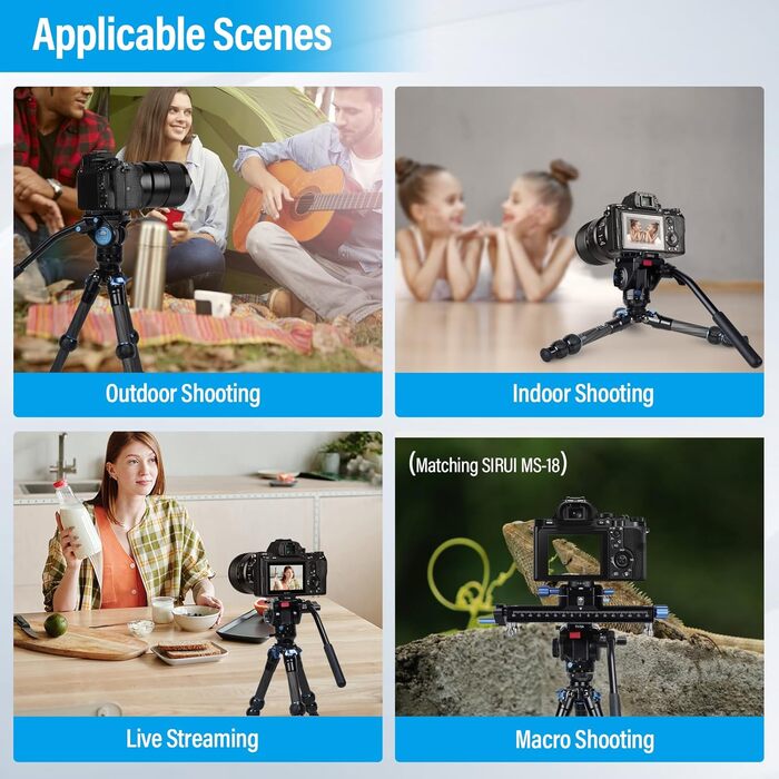 SIRUI AM-203S Міні-штатив з алюмінію: компактний, 15кг, 42см, для DSLR, Vlogging