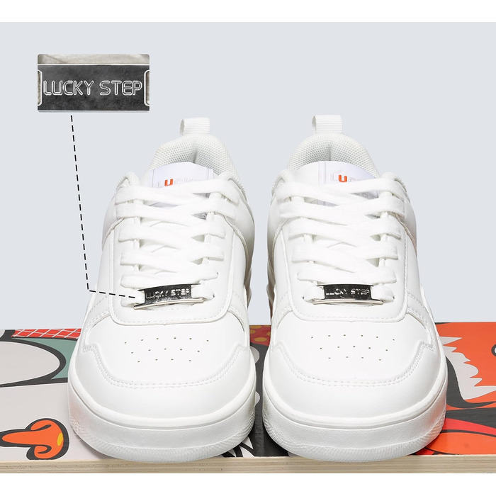 Жіночі кросівки LUCKY STEP з блискучими стразами, шкіряні низькі кросівки на шнурівці, зручні кросівки для ходьби, білі, 37 EU