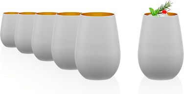 Stölzle Lausitz Glasses 465ml I Drinking Glasses 6-Piece Set I Cocktail Glasses Dishwasher-Safe with High Impact Resistance I Universal Glasses as Water Glasses, Juice Glasses, Whiskey Glasses I White Gold