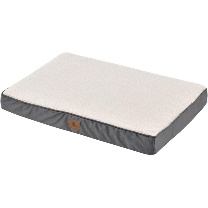 Ортопедичне ліжко для собак Juskys Milow, 76x51 см - м'яке та стабільне, знімний та пральний чохол - подушка для собак, килимок для маленьких собак - сірий (81 x 112 x 8 см, бежевий)