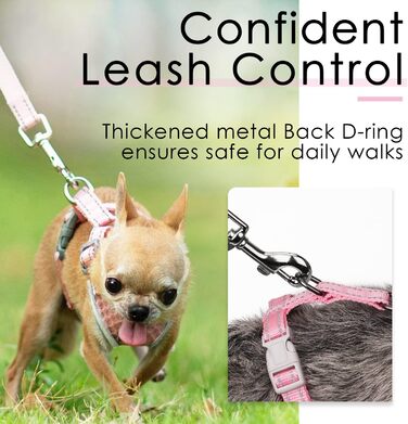 Шлейка для собак ThinkPet No-Pull, дихаюча, для малих, середніх та великих собак, регульована, м'яка, для прогулянок, безпечна, з контролем, з підкладкою, світловідбиваюча (Рожева, M, 1 шт.)