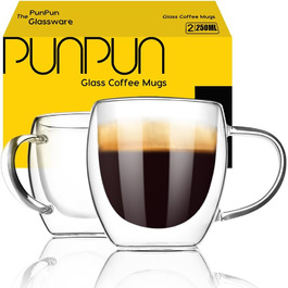 Набір склянок для кави та шнапсу (2 шт.), подвійні стінки, ізольовані, 250 мл