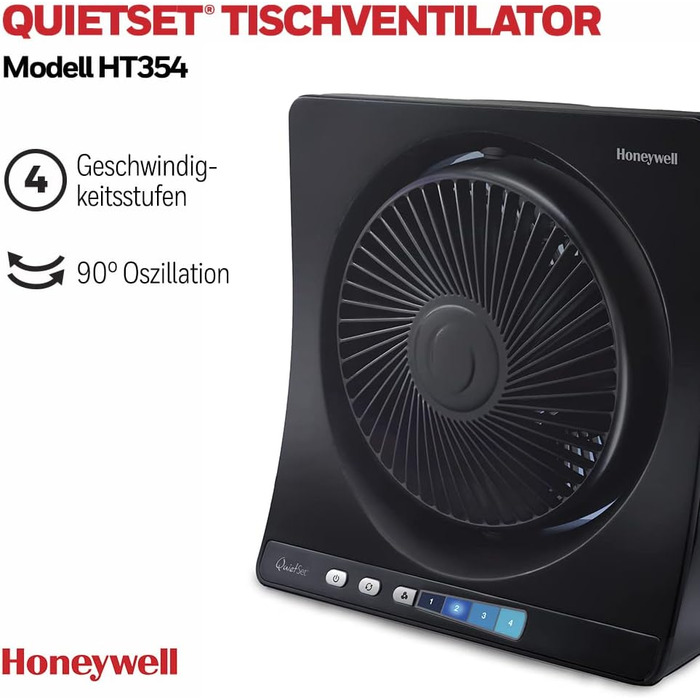Вентилятор Honeywell QuietSet Tower HT354 - Турбо вентилятор для дому, 5 швидкостей, осциляція 80°, таймер, пульт ДК
