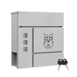 Поштовий ящик WOLTU XXL з газетницею, оглядовим вікном, замком (2 ключі), захистом від реклами, антрацит (сірий+чорний) 10,5x37x37 см