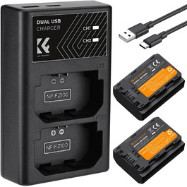 Запасний акумулятор K&F Concept NP-FZ100 (2 шт.) 2280mAh з USB зарядним пристроєм для камер Sony Alpha 9, A9R, A9S, A7RIII, A7 III, A7RIV, ZV-E10ii