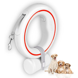 Висувна поводок для собак, ручне кріплення, 3 м, без спутанню, з тримачем для пакетів, для середніх та маленьких собак (чорний/зелений) (білий/червоний)