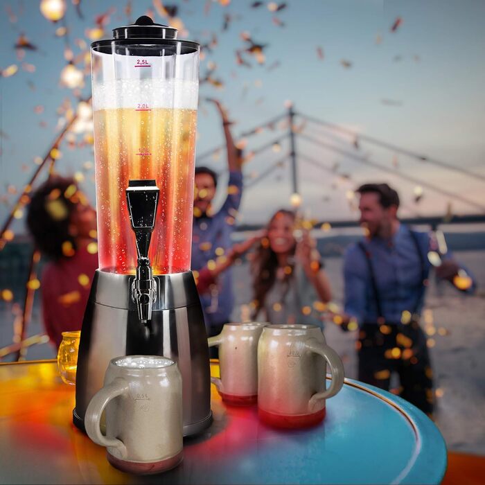 4.0L Beer Tower Draft Tower Kult Beer Tower Drinking Tower Beverage Dispenser Beverage Tower with 1.3L Ice Cooling (1x Beer Tower Black)