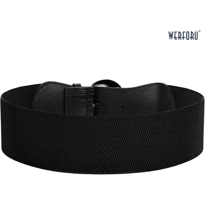 Жіночий широкий еластичний ремінь WERFORU для суконь та костюмів, чорний, обхват талії 94-107 см