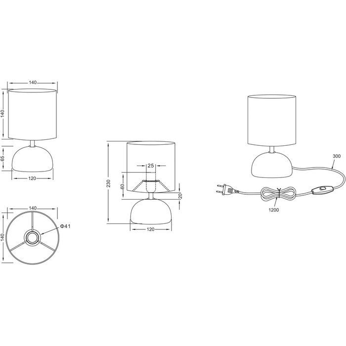 Торшер Reality Leuchten Luci R50351035: керамічний цоколь, тканинний абажур бежевого кольору, патрон E14