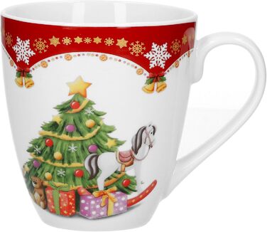 Van Well 4-Piece Coffee Mug Set, 0.53 l Christmas Magic | Porcelain Mulled Wine Cups | Punsch Cups with Handle | Feuerzangenbowle Cup with Christmas Motif | XXL Jumbo Mug X-Mas Decor | Christmas Mug Set