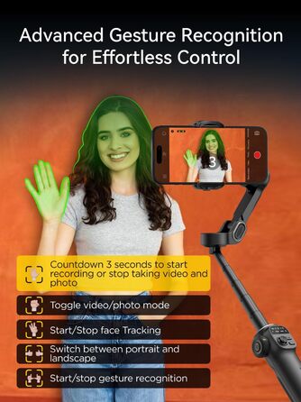 Стабілізатор для смартфона AOCHUAN X2: 3-осьовий гімбал з OLED-дисплеєм та 7.8-дюймовою штангою, чорний