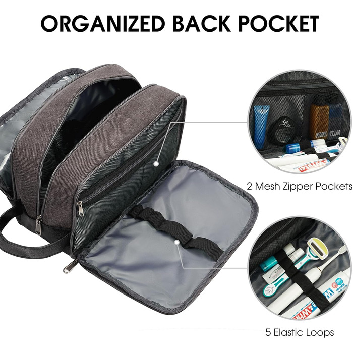 Чоловіча дорожня косметичка WANDF з канвасу, водонепроникна, зелена/темно-сіра