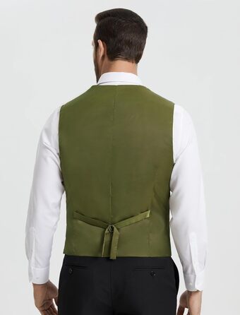 Жилет чоловічий HISDERN для весілля та офіційних заходів, Slim Fit, класичний дизайн, однотонний, з 3 кишенями, XL (Оливковий)