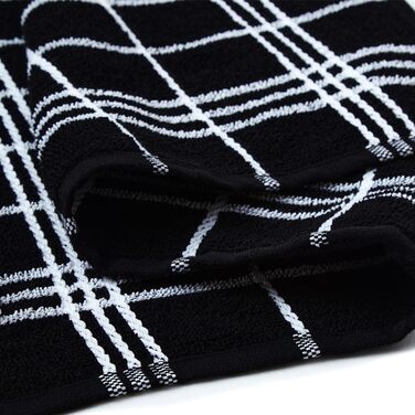Encasa Frottee Kitchen Towel Set – 70x45 cm – absorbent multipurpose cleaning cloth, reusable towel and dishcloth (12-pack – Black Combination)