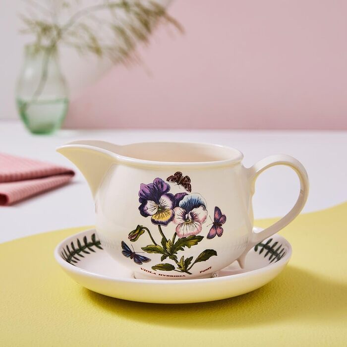 Portmeirion Botanic Garden Sauce Boat with Stand, 50 ml, Green, Classic