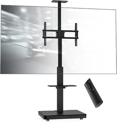 Моторний підставка для телевізора XTRARM Elite: регулювання висоти, VESA 600x400, максимальне навантаження 60 кг, з полицями та стійкою для кабелів (Білий/Чорний)