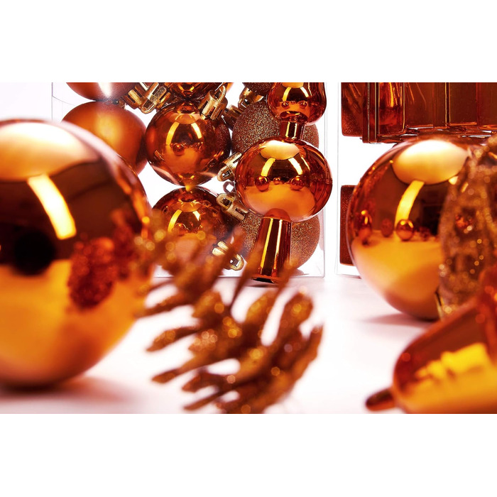 Набір прикрас для ялинки BRUBAKER 101 шт. з верхівкою, кремово-білий, помаранчевий