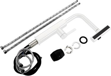 Висувна кухонна змішувач-кран для кухні, сумісність з мийкою, 3 режими струменя (білий)