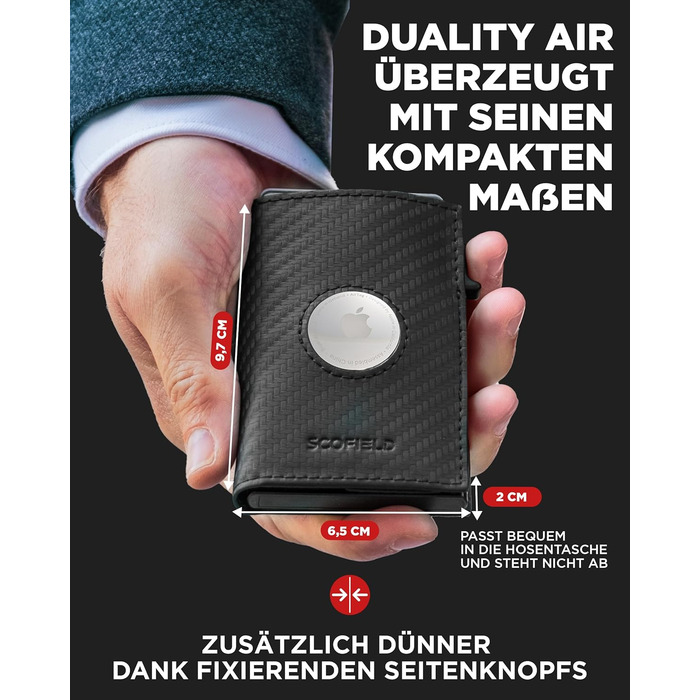 SF SCOFIELD Duality Magflip Airtag Wallet with Coin Pocket | Wallet for 8-9 Cards | Men's Wallet with RFID Protection | Slim Wallet | Smart Wallet | Card Holder with Air Tag Compartment | Wallet
