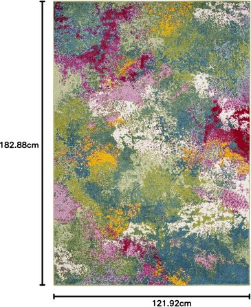 Килим SAFAVIEH Abstrakt для вітальні, їдальні, спальні - Watercolor Collection, короткий ворс, зелений та фуксія, 201 x 274 см