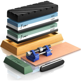 Набір точильних каменів Schleifstein: 400/1000, 3000/8000, з підставкою, зточкою та аксесуарами для ножів