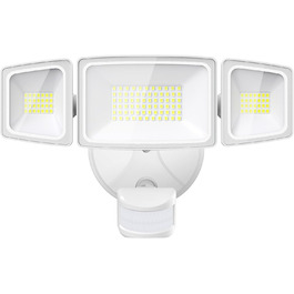 Onforu LED Floodlight with Motion Sensor Outdoor 55W, 5000 LM LED Floodlight, Outdoor Spotlight with Adjustable 3 Heads, 6500 K Cold White Spotlight, IP65 Waterproof Floodlight for Garage, Garden, Yard (White)
