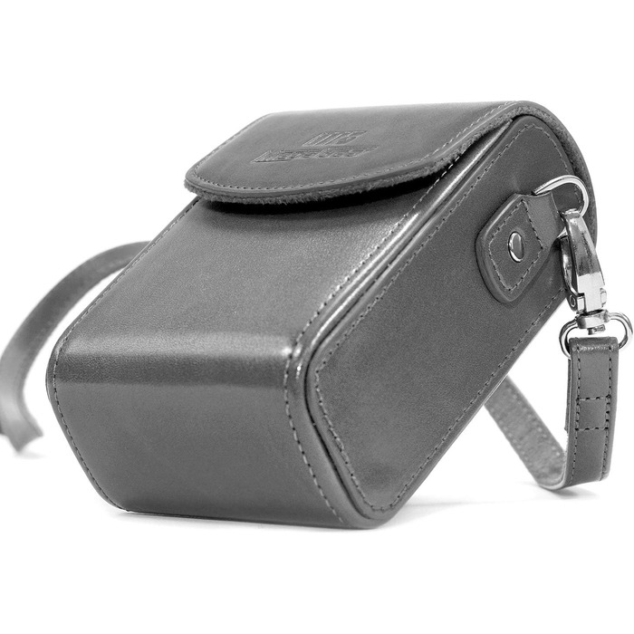 Сумка для фотоапарата MegaGear Panasonic Lumix DC-ZS70/LX10/ZS60/ZS100/LX15/TZ95/TZ90/TZ80/TZ100 сіра шкіряна з ременем