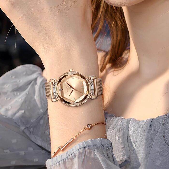 Жіночий годинник CIVO водонепроникний мінімалістичний аналоговий кварц, мода, сукня, елегантний, повсякденний кварцовий годинник для жінок (Y-4 Рожеве золото)