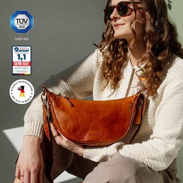 Сумка через плече Berliner Bags Luna з натуральної шкіри, коричнева. Містка жіноча сумка-банан