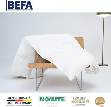 Ковдра з гусячого пуху BEFA NATUR 135x200 см, 90% пух, 10% перо, всесезонна, для алергіків, сертифікат OEKO-TEX 100, Downpass, Німеччина