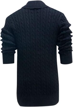 Чоловічий кардиган з довгими рукавами, в'язаний з крупною в'язкою, з ґудзиками, теплий, чорний. Ідеальний для осені та зими