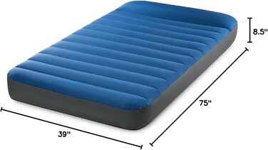 Матрац для кемпінгу Intex TruAire Luxury Fiber-Tech: водонепроникний ламінат, USB-насос, 272 кг, повний розмір (Twin, блакитний)