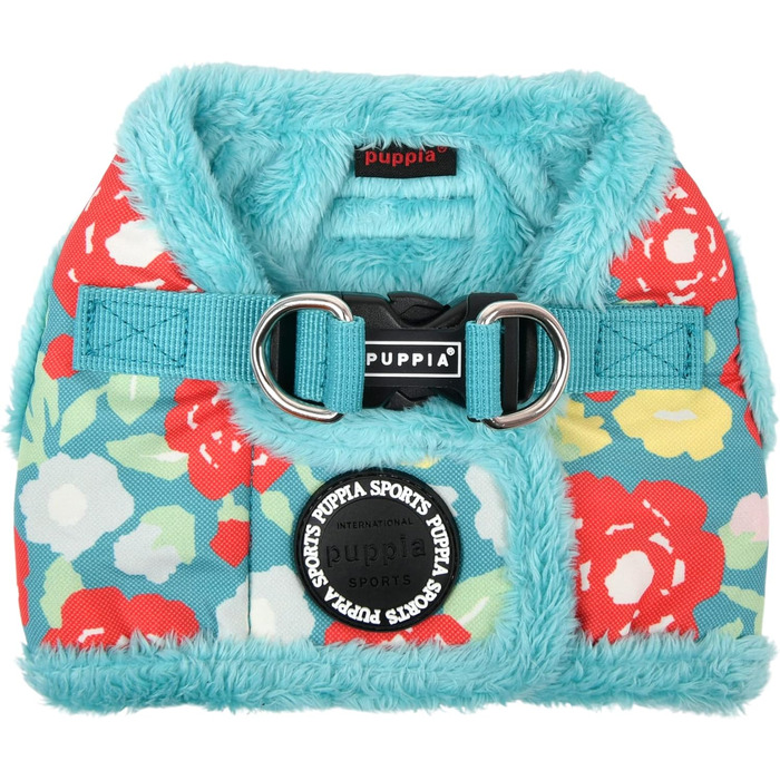 Жилет для собак Puppia Gianni з квітковим малюнком, теплий зимовий, аквамарин, розмір S